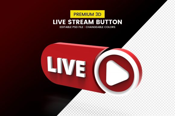 Download 3d Live Streaming Button Badge - Live Collection