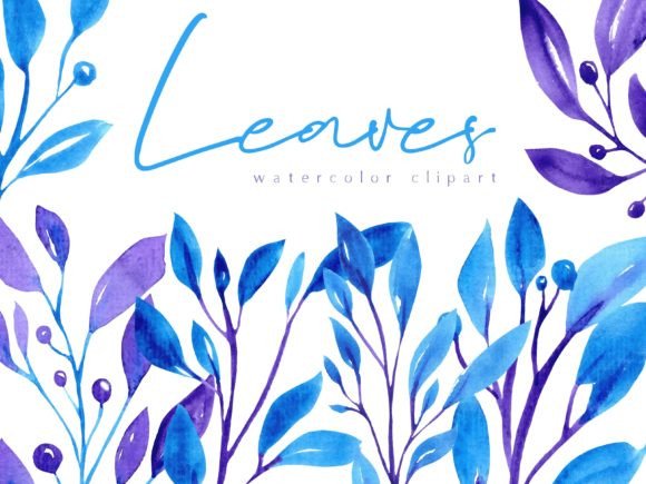 Download Blue&amp;purple Watercolor Leaves Clipart - Purple Collection