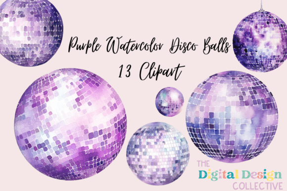 Download Purple Watercolor Disco Balls - Purple Collection