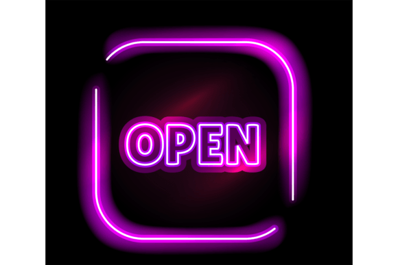 Download Open Neon Sign. Purple Light. Nightclub - Purple Collection