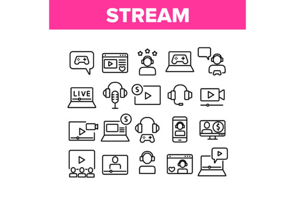 Download Stream Live Video Collection Icons Set - Live Collection