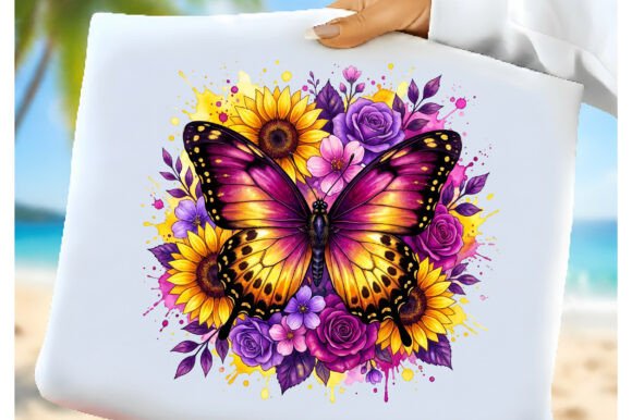 Download Purple Rose Butterfly Sunflower PNG - Premium Resources