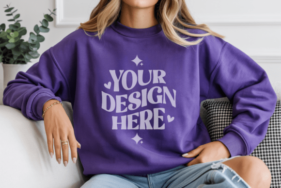 Download Gildan 18000 Purple Sweatshirt Mockups - Purple Collection